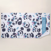 Serviette De Plage Whimsical Bohemian Panda Motif Nom personnalisé (Devant)