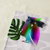 Serviette De Plage Whimsical Boho Owl & Tropical Monstera Leaf (En situation)