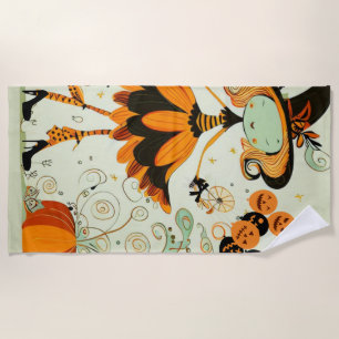 Serviette De Plage whimsical/sorcière/citrouille/chute