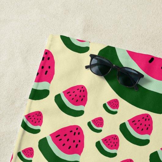 Serviette De Plage Whimsical Watermelons Cute Summer Fruit Pattern  (En situation)