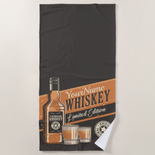 Serviette De Plage Whiskey Liquor Bottle Western Bar 