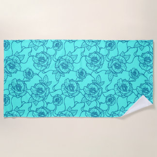 Serviette De Plage Whispers of Rose, Elegant Line Art Floral