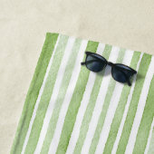 Serviette De Plage White Green Stripes (En situation)