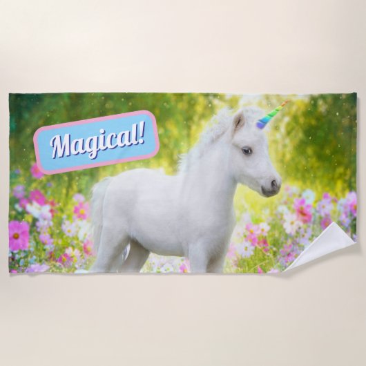 Serviette De Plage White Pony Unicorn (Devant)