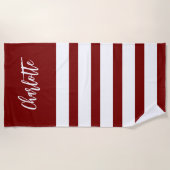 Serviette De Plage White Stripes Beach Trip Nautique Personnalisé (Devant)
