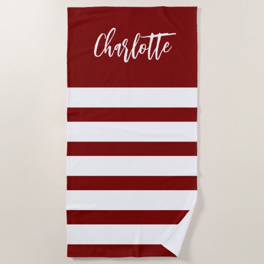 Serviette De Plage White Stripes Beach Trip Nautique Personnalisé (Devant)