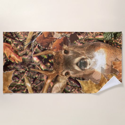 Serviette De Plage White Tail Deer Head Fall Energy Spiré sur un (Devant)
