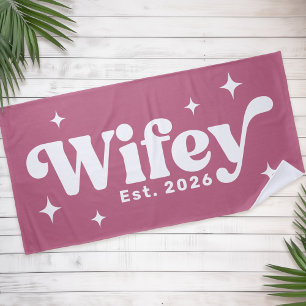 Serviette De Plage Wifey Est année ou nom rétro police n'importe quel