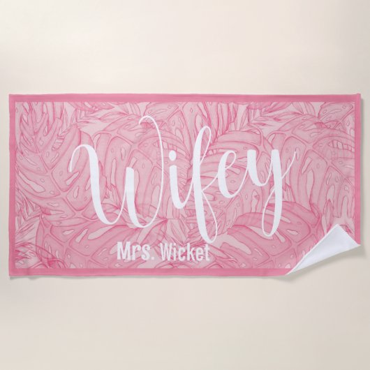 Serviette de plage Wifey Hawaiian (Devant)