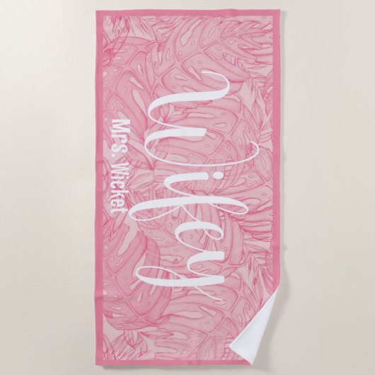 Serviette de plage Wifey Hawaiian (Devant)