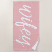 Serviette De Plage Wifey - La calligraphie de Whimsical pour la marié (Devant)