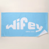 Serviette De Plage Wifey mariée mariée Aqua & White Beach Towne (Devant)