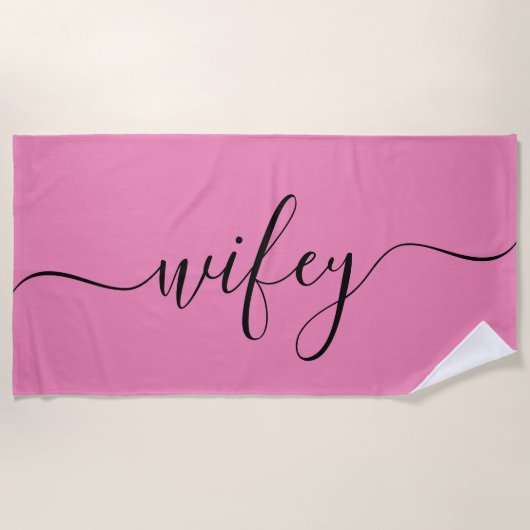 Serviette de plage - Wifey rose (Devant)