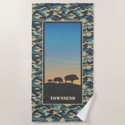 Serviette De Plage Wild Boar et Camo (Devant)