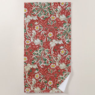Serviette De Plage William Morris Fleur d'antiquité aux algues Vert r