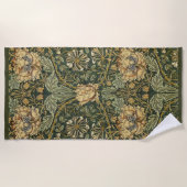 Serviette De Plage William Morris Honeysuckle Vert Floral (Devant)