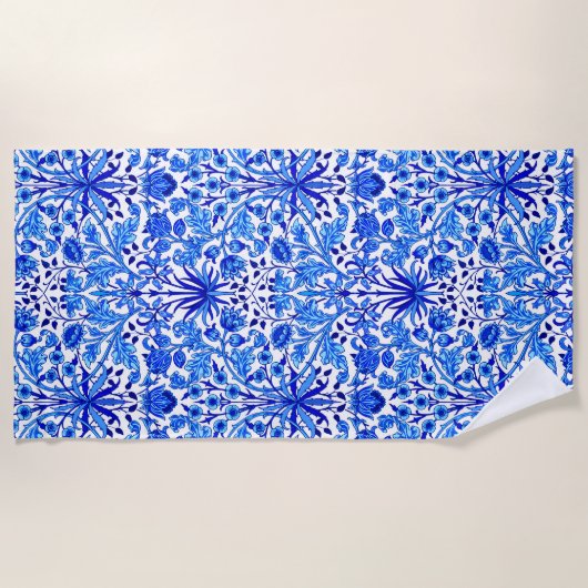 Serviette De Plage William Morris Hyacinth Imprimer, Cobalt Bleu & Bl (Devant)