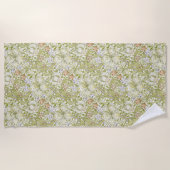Serviette De Plage William Morris Jardin Fleur de Lys Classique Doré (Devant)