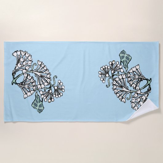 Serviette De Plage William Morris Jasmine et Motif Feuille (Devant)