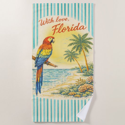 Serviette de plage With Love Florida Parrot (Devant)