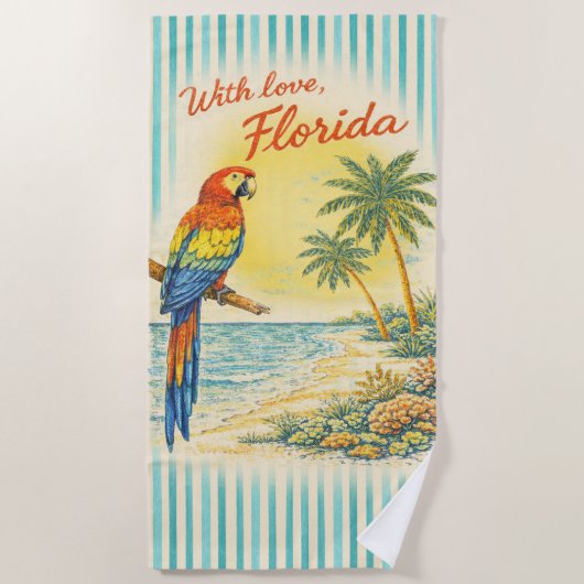 Serviette de plage With Love Floride perroquet (Devant)