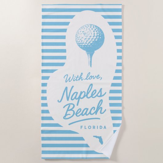 Serviette De Plage With Love Naples Beach Golf Tee Towel (Devant)