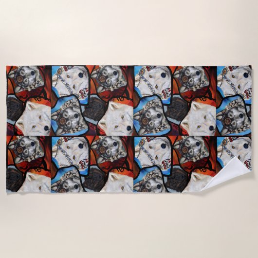 SERVIETTE DE PLAGE WOLF ART (Devant)