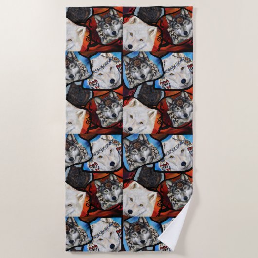 SERVIETTE DE PLAGE WOLF ART (Devant)