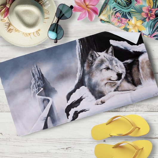 Serviette De Plage Wolf Winter Castle Imaginaire