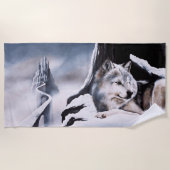 Serviette De Plage Wolf Winter Castle Imaginaire (Devant)