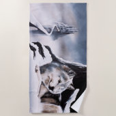 Serviette De Plage Wolf Winter Castle Imaginaire (Devant)