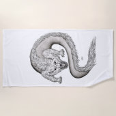 Serviette De Plage Wolfdragon design noir et blanc (Devant)