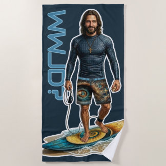 Serviette De Plage WWJD Surfer Vibes, Jésus au Quotidien, Foi au Quot