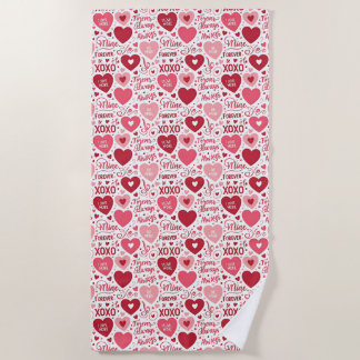 Serviette De Plage  XOXO & Always Be Mine Pink & Red