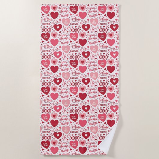 Serviette De Plage XOXO & Always Be Mine Pink & Red (Devant)