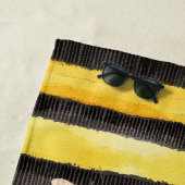 Serviette De Plage Yellow Gold Black Stripes Honey Bee  (En situation)