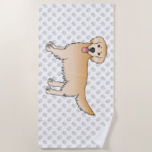 Serviette De Plage Yellow Golden Retriever Avec Un Motif Gris Paw (Devant)