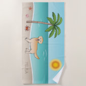Serviette De Plage Yellow Golden Retriever - Tropical Summer Beach - (Devant)