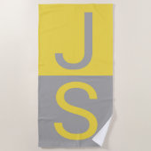 Serviette De Plage Yellow & Grey Modern Initials monogram (Devant)