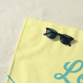 Serviette De Plage Yellow Mid Century Turquoise Points Rétro Aimer (En situation)