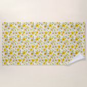 Serviette De Plage Yellow Watercolor Wildflower Pattern Name (Devant)