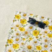 Serviette De Plage Yellow Watercolor Wildflower Pattern Name (En situation)