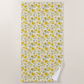 Serviette De Plage Yellow Watercolor Wildflower Pattern Name (Devant)