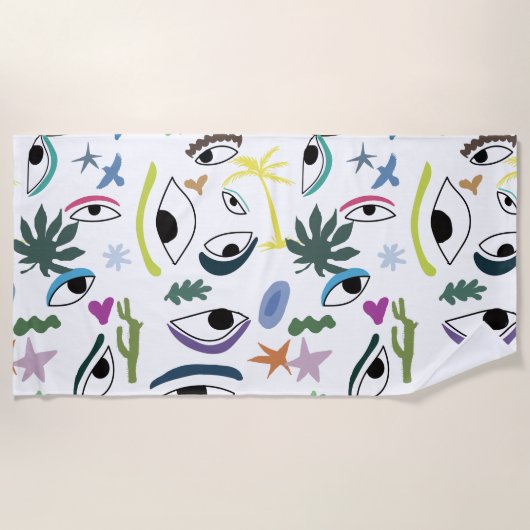 Serviette De Plage Yeux Art Abstrait (Devant)
