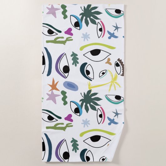 Serviette De Plage Yeux Art Abstrait (Devant)