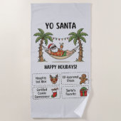 Serviette De Plage Yo Santa Funny Summer Christmas Tropical Holiday (Devant)