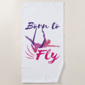 Serviette De Plage Yoga Aérien soies Né pour voler (Devant)