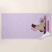 Serviette De Plage Yoga Badass entraînement Kitty Cat Nom personnalis (Devant)