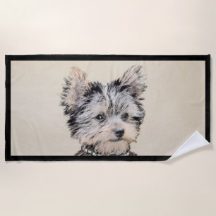Serviette De Plage Yorkshire Terrier Puppy Peinture Chien original