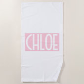 Serviette De Plage Your | Bold White Text on Light Pink (Devant)